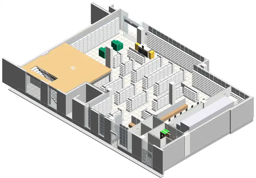 Maquette 3D Revit d’un projet d’agencement réalisée avec des outils sur mesure