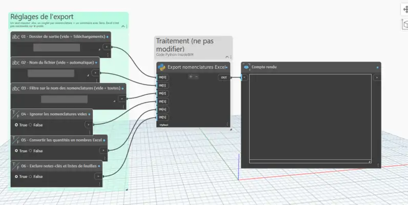 Script Dynamo sur mesure exportant toutes les nomenclatures Revit dans un seul classeur Excel